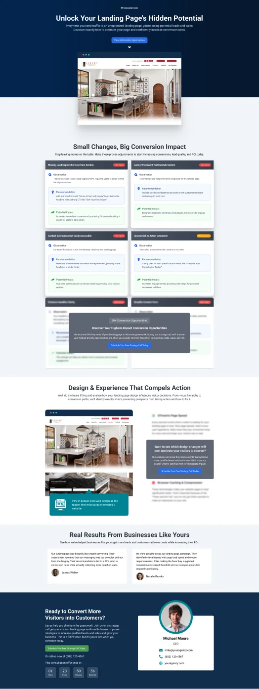 AI-powered landing page assessment